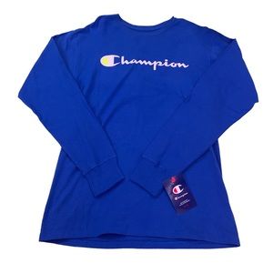 Mens Blue Long Sleeve Champion Shirt